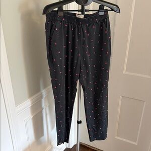 Marine Layer re-spun Black Pants with Pink Heart/Spade/Club/Diamond Print size M